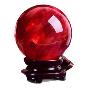 天然红色水晶球摆件家居办公室鸿运当头珠火属性大红吉祥珠装饰品