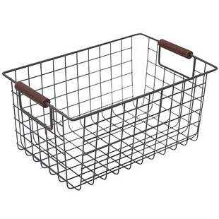 复古铁艺收纳篮桌面铁框书籍零食收纳筐家居杂货杂物储物筐带提手