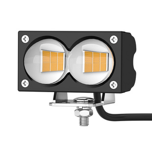 电动车灯摩托车超亮黄光led大灯泡三轮车外置12V强光防水透镜射灯