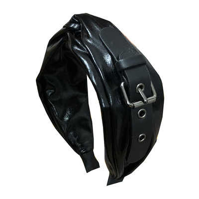 怪糖饰物原创手工黑色皮扣宽边