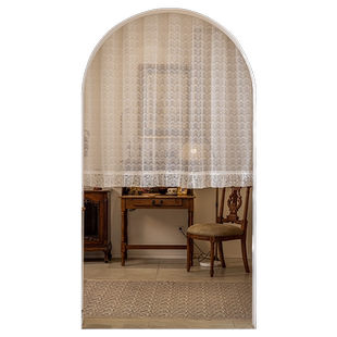 法式门帘不透人半帘隔断帘高级感免打孔卧室房间家用蕾丝遮挡帘