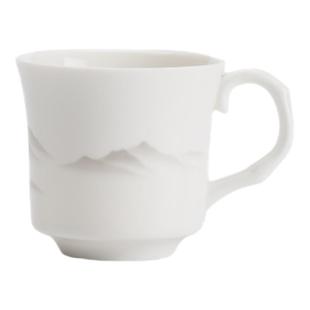 羊脂玉白瓷水墨远山把杯个人喝茶专用茶杯轻奢现代咖啡杯防烫陶瓷