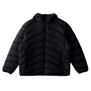 马克斯星球 秋冬白鸭绒连帽羽绒服男新款韩版轻薄休闲黑色外套