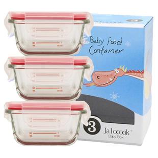 Jalocook嘉乐扣玻璃宝宝辅食盒可蒸煮微波儿童带刻度冷冻婴儿碗