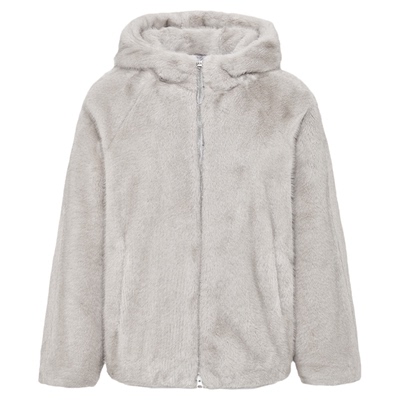 MOUSSY 2025秋季新品慵懒风毛绒连帽拉链夹克外套女028IAA30-1036