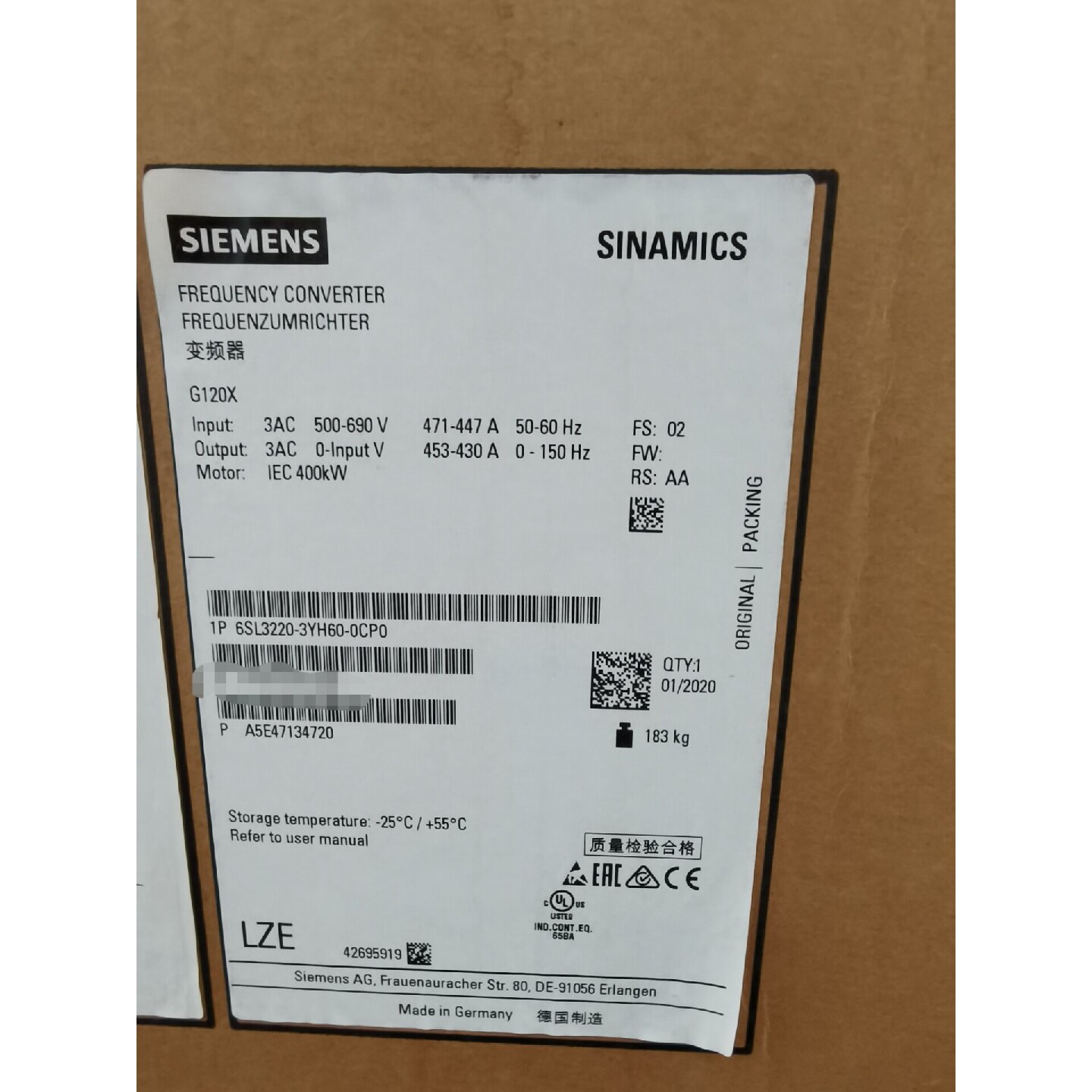 议价-6SL3220-3YH60-0CP0G120X变频器,