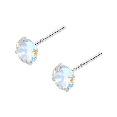 999纯银简约彩色钻石小耳钉女