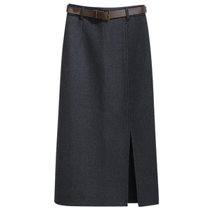 前面开叉高腰a字半身裙女2025秋冬新款绝美巨好看的直筒包臀裙子