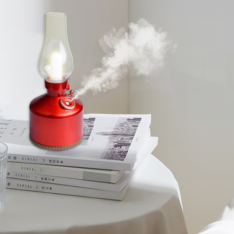 网红新品煤油灯加湿器 家用mini小型手持超声波空气净化加湿器
