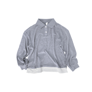 女童miu系针织polo衫2025秋季新款儿童纯色假两件休闲长袖上衣