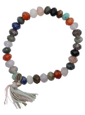 混合天然石红玉髓多色小棉流苏路塔斯曼手链lotus mann