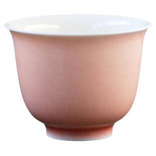 景德镇手工颜色釉珊瑚粉铃铛品杯陶瓷薄胎聚香茶杯功夫茶具