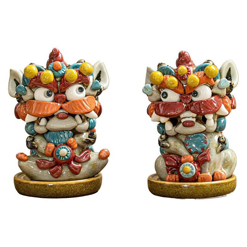 醒狮摆件香炉一对特色文创礼品