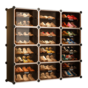 鞋柜家用门口2026新款爆款一体靠墙收纳神器盒入户多层透明鞋架子