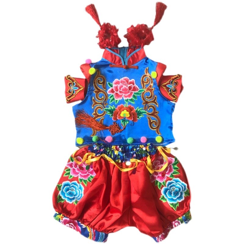 儿童喜庆灯笼裤演出服幼儿园女童小梦娃中国梦娃开场舞蹈表演服装