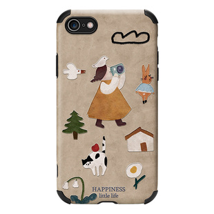 适用苹果8plus手机壳复古女款iphone8可爱超薄7plus镜头7全包se2潮牌软套新款6小羊皮6s个性网红ins创意防摔p