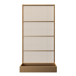 入户屏风可移动花圃花盆植物屏风整装竹木定制带脚移动格栅隔断