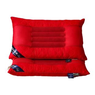 婚庆大红刺绣决明子枕头结婚护颈椎助眠一对单人保健情侣婚嫁枕芯