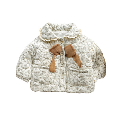 碎花加厚棉服工厂直销女童冬季