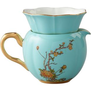 永丰源夫人瓷西湖蓝陶瓷茶漏家用套装 公道杯茶滤 滤茶器过滤茶具