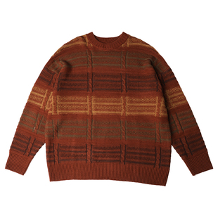 Mentmate 小众独特棕色夕阳渐变毛衣 秋冬文艺复古百搭古着感针织