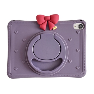 日韩紫色蝴蝶结360度旋转iPad保护套适用苹果平板电脑10.2寸2022新款mini6第10代Air4软壳5防摔10.9女9.7硅胶