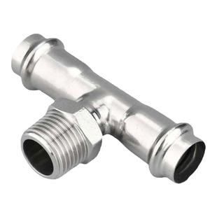 304不锈钢欧标双卡压外丝三通接头饮用水给水德标钢管配件316L