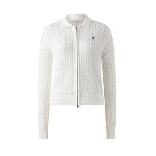 【100%棉】Eland衣恋毛针织衫女拉链开衫休闲毛衣2025冬季新款