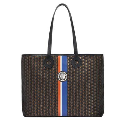 欧洲直邮Moynat/莫奈 OH! DUO大号老花帆布小牛皮托特包单肩