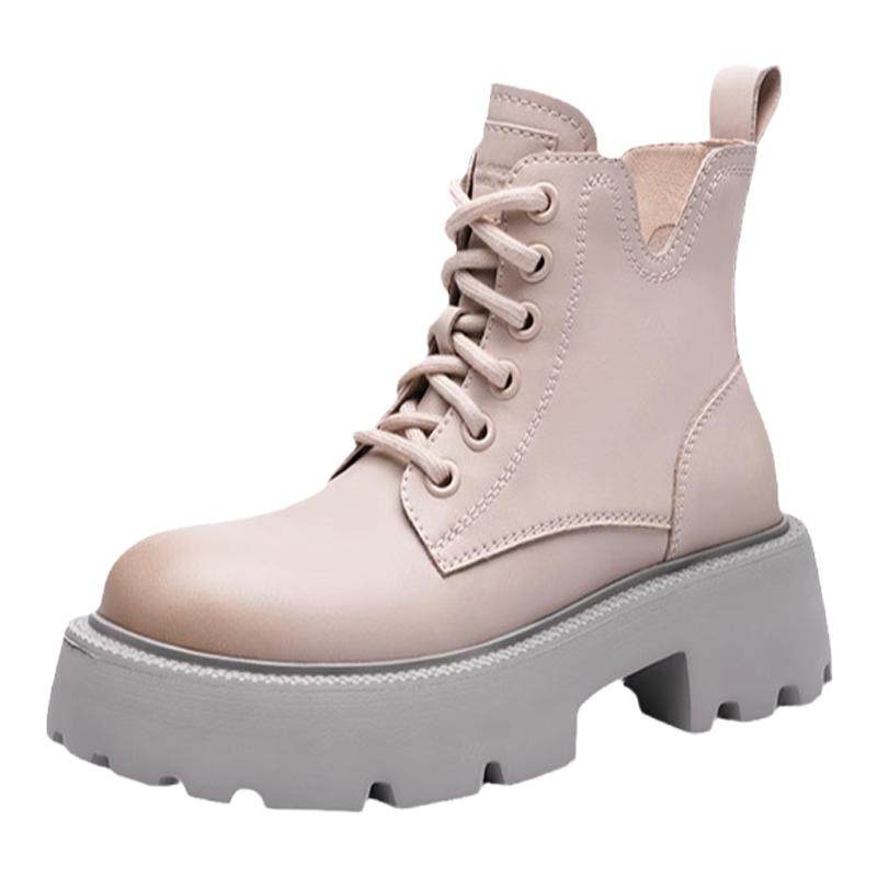 Angelababy明星同款红蜻蜓软糖马丁靴春秋季新款女鞋厚底增高短靴