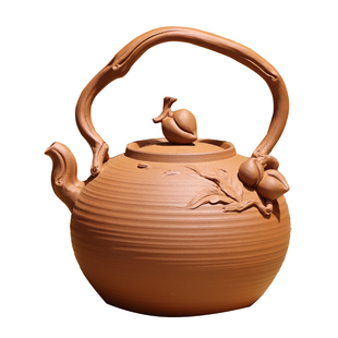 林于凯纯手工朱泥提梁烧水家用砂铫壶电陶炉户外中式炭炉煮茶陶壶