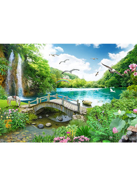 可定制墙壁纸贴画纸风景自粘贴画