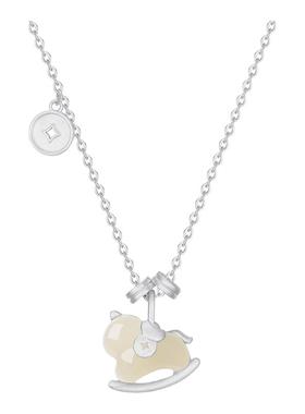 招财木马和田玉女S925纯银锁骨链