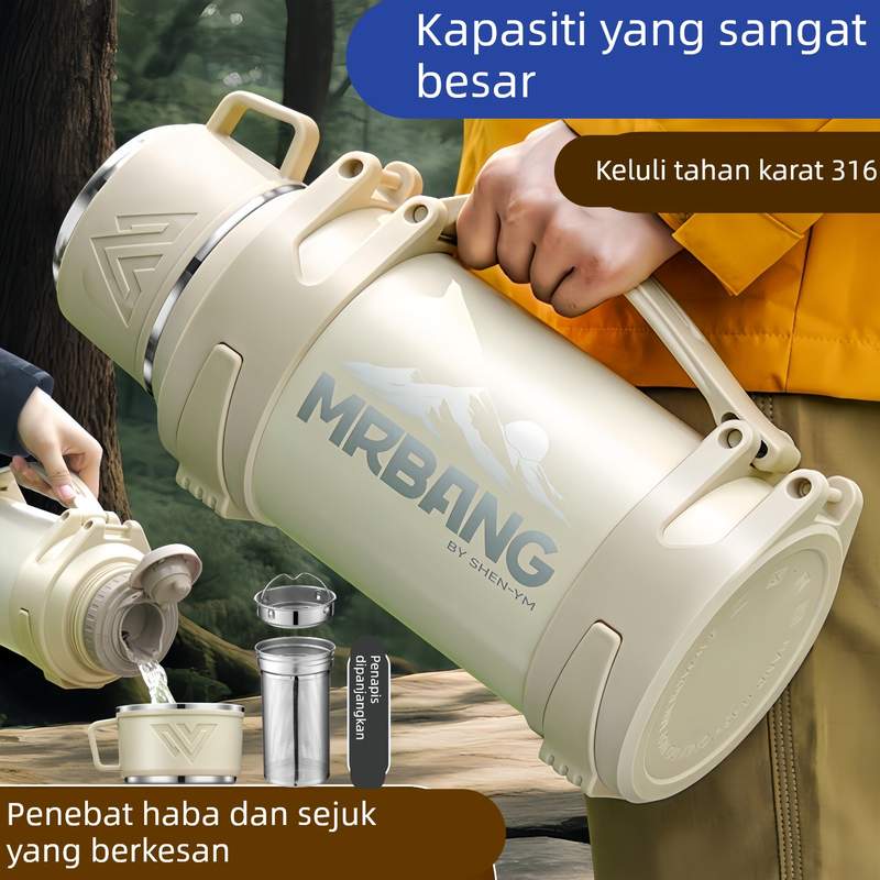 316不锈钢保温壶大容量户外保温杯大号便携车载热水壶家用暖水瓶