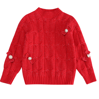 女童毛衣打底衫外套加绒加厚2025秋冬新款儿童圆领韩版针织衫外穿