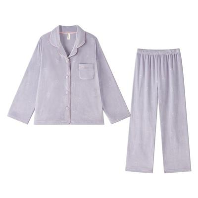 BE海岛绒兔子女轻甜风紫色睡衣