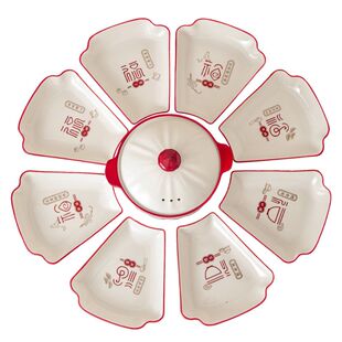 抖音同款网红陶瓷拼盘餐具组合五福到家釉下彩创意摆盘扇形盘菜盘