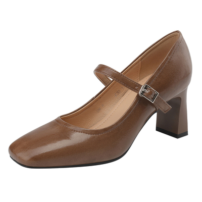 达芙妮方头粗跟单鞋高跟鞋