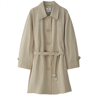 DID DAILY:Nikki 可收纳轻量化多穿格纹拼接天丝中长风衣