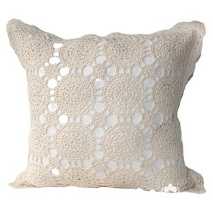 618大促纯棉手工镂空抱枕套45x45CM方形出口靠垫精选