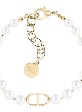 1h可退 欧洲直邮Dior迪奥女士手链手环镶嵌白色珍珠简约百搭
