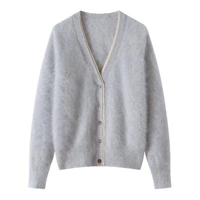 温柔风100%纯山羊绒开衫女宽松