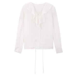 Mind Bridge【莱赛尔】春季衬衫2026新款荷叶领衬衣女士长袖上衣