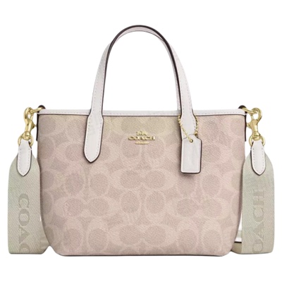 美国直邮COACH/蔻驰 City15 老花手提托特包 迷你女款可拆卸CW032