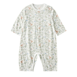 欧孕[果冻凉]儿童睡衣夏季薄款男女宝宝纯棉连体家居服婴儿空调服