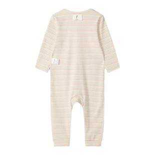 ArborTree乔木 100%天然有机棉彩条宝宝连体衣爬服春秋款吸湿排汗