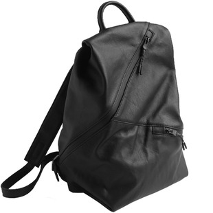 古着原创设计 质感黑色牛皮背包 双肩包高级感小众女包简约新款