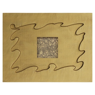 空合 复古金色艺术客厅装饰画实木框挂画 玄关卧室书房民宿摆件