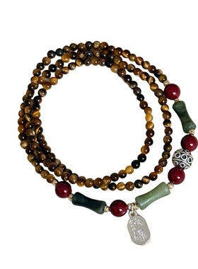 新中式纳福三层虎眼石手链