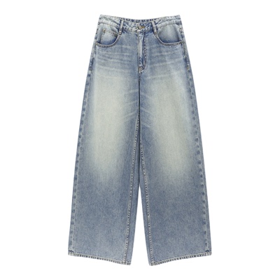 百家好浅蓝色复古直筒牛仔裤女春季2026新款阔腿显瘦通勤百搭裤子